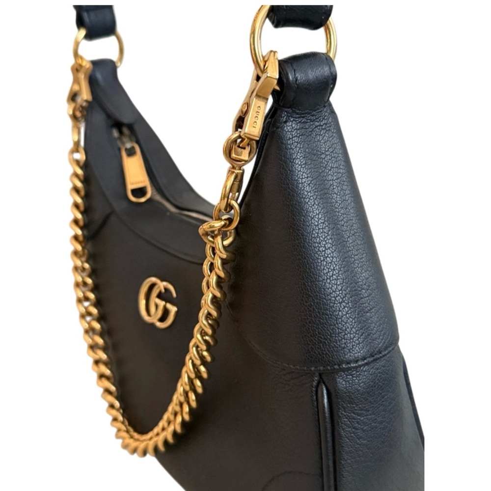 Gucci Black Leather Shoulder Bag with Gold Chain - Picture 5 of 16